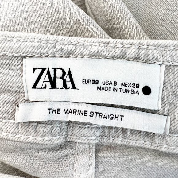 Zara Blogger Favorite Marine Straight High Waisted Flare Wide Leg Frayed Jeans - Picture 10 of 16